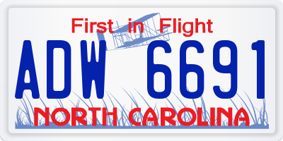 NC license plate ADW6691