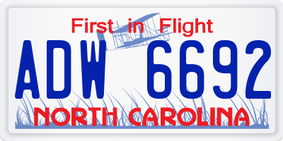 NC license plate ADW6692