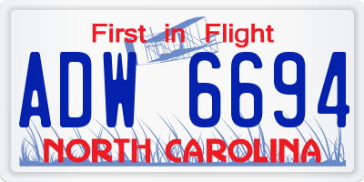 NC license plate ADW6694