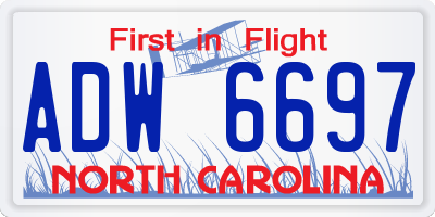 NC license plate ADW6697