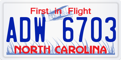 NC license plate ADW6703