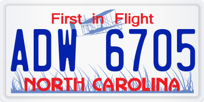 NC license plate ADW6705
