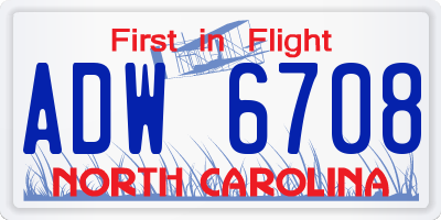 NC license plate ADW6708