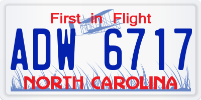 NC license plate ADW6717