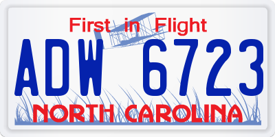 NC license plate ADW6723