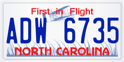NC license plate ADW6735