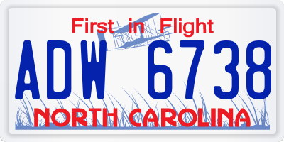 NC license plate ADW6738
