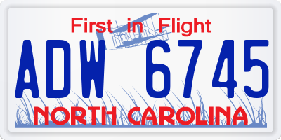 NC license plate ADW6745