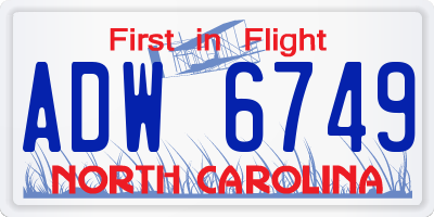 NC license plate ADW6749
