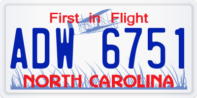 NC license plate ADW6751