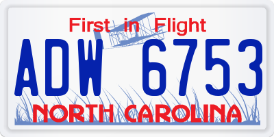 NC license plate ADW6753