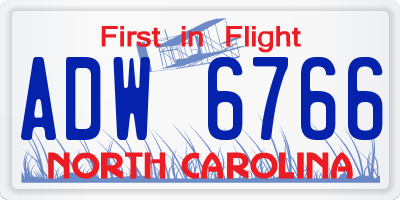 NC license plate ADW6766