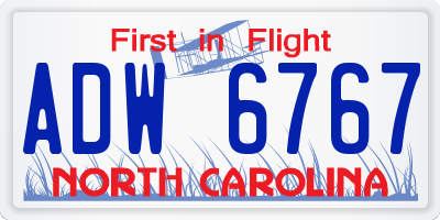 NC license plate ADW6767