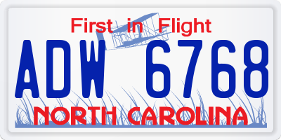 NC license plate ADW6768