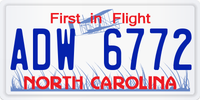 NC license plate ADW6772