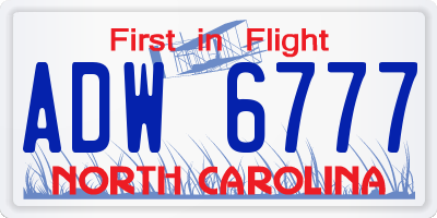 NC license plate ADW6777