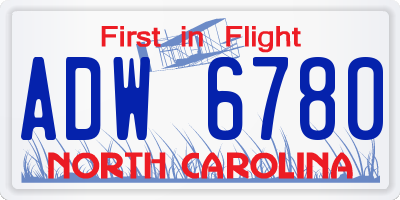 NC license plate ADW6780