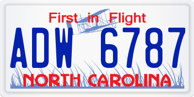 NC license plate ADW6787