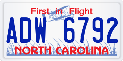 NC license plate ADW6792
