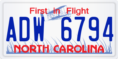 NC license plate ADW6794