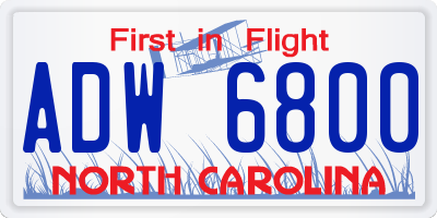 NC license plate ADW6800