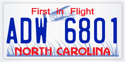 NC license plate ADW6801
