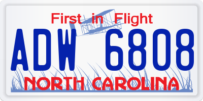 NC license plate ADW6808