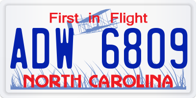 NC license plate ADW6809