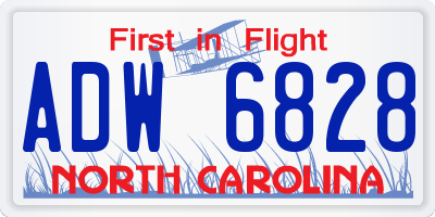NC license plate ADW6828