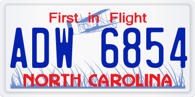 NC license plate ADW6854