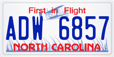 NC license plate ADW6857