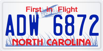 NC license plate ADW6872