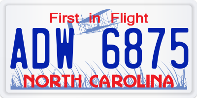 NC license plate ADW6875
