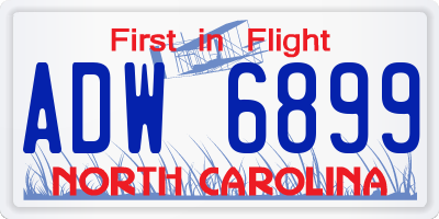 NC license plate ADW6899