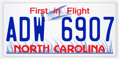 NC license plate ADW6907
