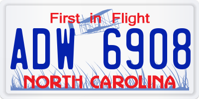 NC license plate ADW6908