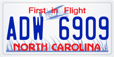 NC license plate ADW6909