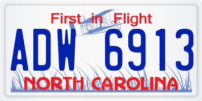 NC license plate ADW6913