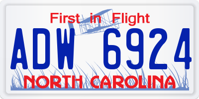 NC license plate ADW6924