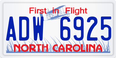 NC license plate ADW6925