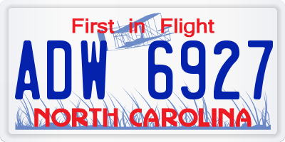 NC license plate ADW6927