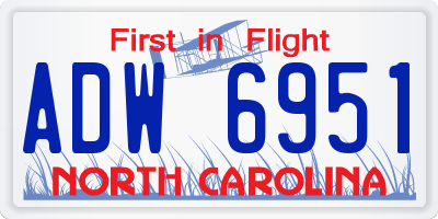 NC license plate ADW6951