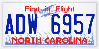 NC license plate ADW6957