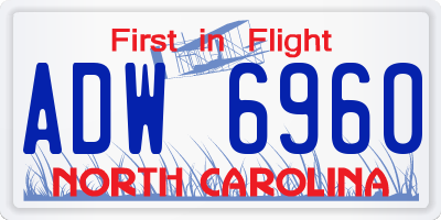 NC license plate ADW6960