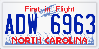 NC license plate ADW6963
