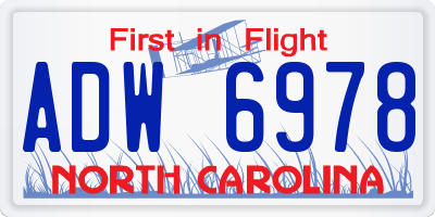 NC license plate ADW6978