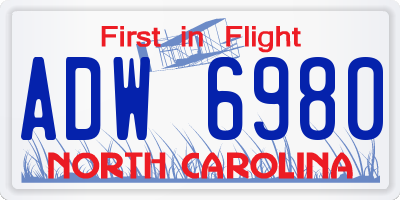NC license plate ADW6980