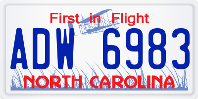 NC license plate ADW6983