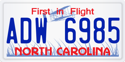 NC license plate ADW6985