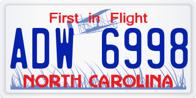 NC license plate ADW6998